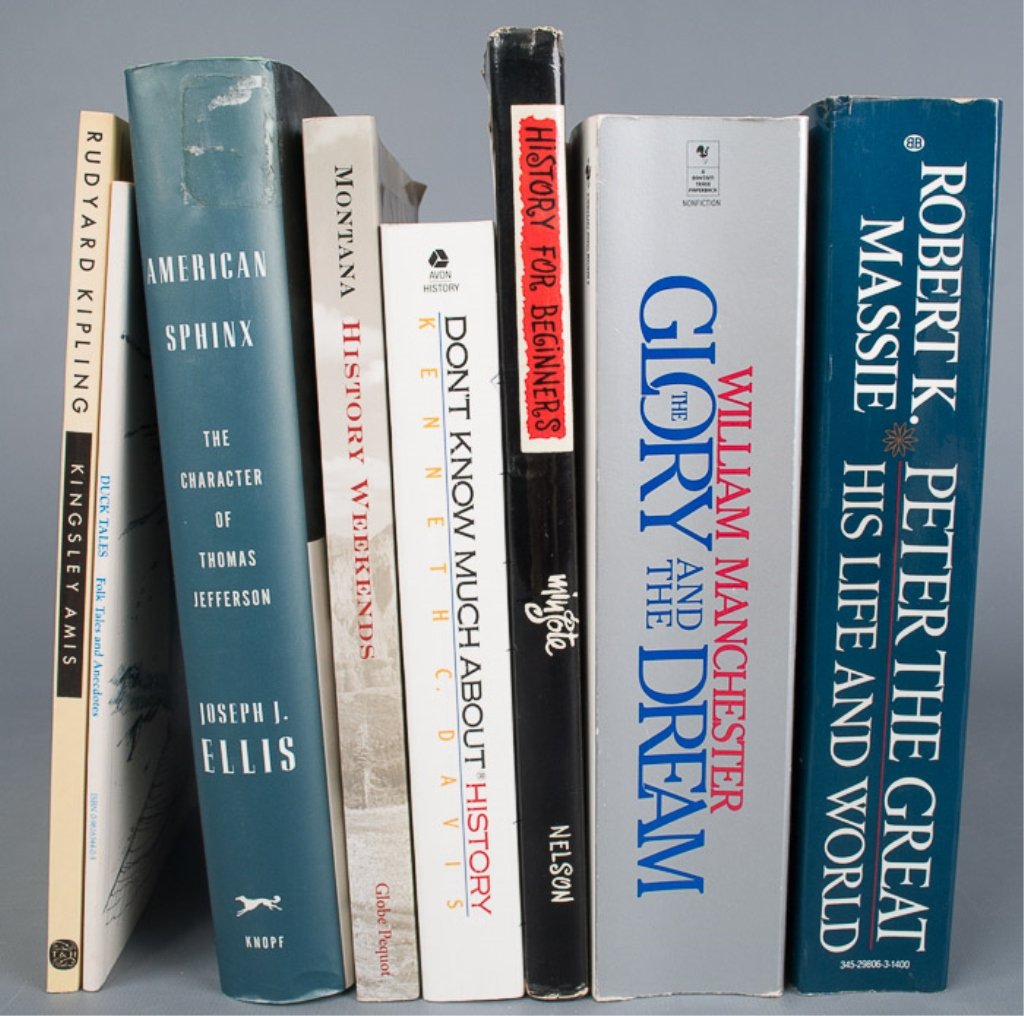 Collection of Eight (8) Historical Books: Includes "Kingsley Amis" by Rudyard Kipling, "Duck Tales: Folk Tales and Anecdotes" "American Sphinx: The Character of Thomas Jefferson" by Joseph Ellis, "Montana: History Weekends" by Dave Conklin, "