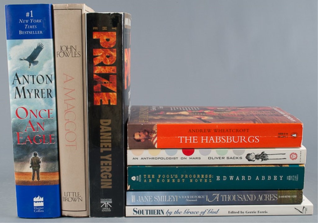 Collection of Eight (8) Novels: Includes "A Thousand Acres" by Jane Smiley, "The Fool's Progress: An Honest Novel" by Edward Abbey, "An Anthropologist on Mars" by Oliver Sacks, "The Habsburgs" by Andrew Wheatcroft, "Southern by the 