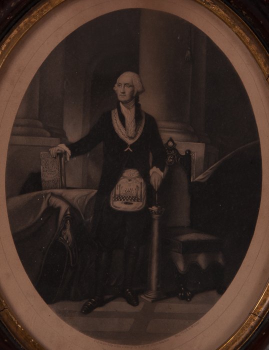 A.B. Walter Engraving "Washington as a Mason": "Washington as a Mason" engraving by A.B. Walter; published by John Dainty; bottom reads "Published by John Dainty 15 S. 6th St. Philadelphia Engd. by A.B. Walter" as well as the title "Washington as 
