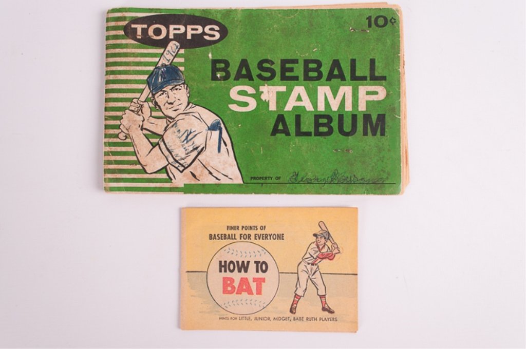 Topps 1961/1962 Baseball Stamp Album: Includes Mickey Mantle, Pete Daly, Yogi Berra, Hank Aaron, Joe Torre, and more. Cover has become separated, but is still intact, all pages are loose or disengaged from book. Also includes a 1964 mini-