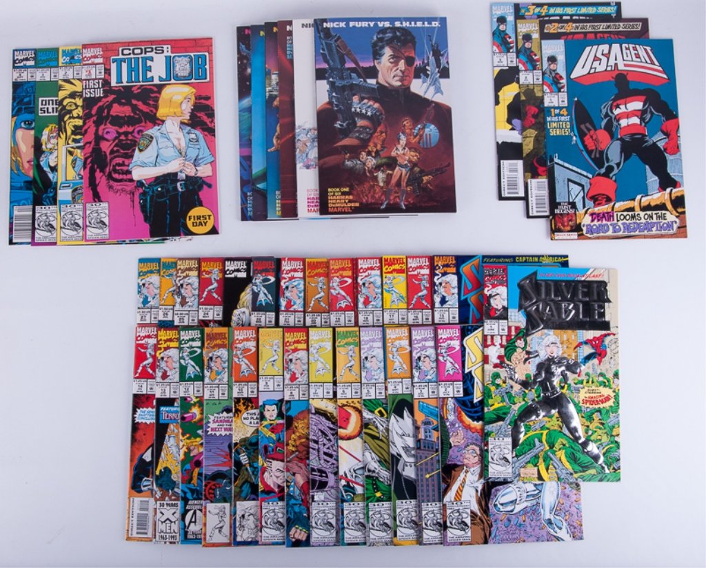 Silver Sable and Other Marvel Comics: Marvel Comics Collection Includes, Cops: The Job: Issues #1 - #4. Nick Fury vs. S.H.I.E.L.D.: #1 - #6, Silver Sable & The Wild Pack: #1 (Embossed Foil Cover) - #27. U.S. Agent: (1993) #1 - #3. Measure