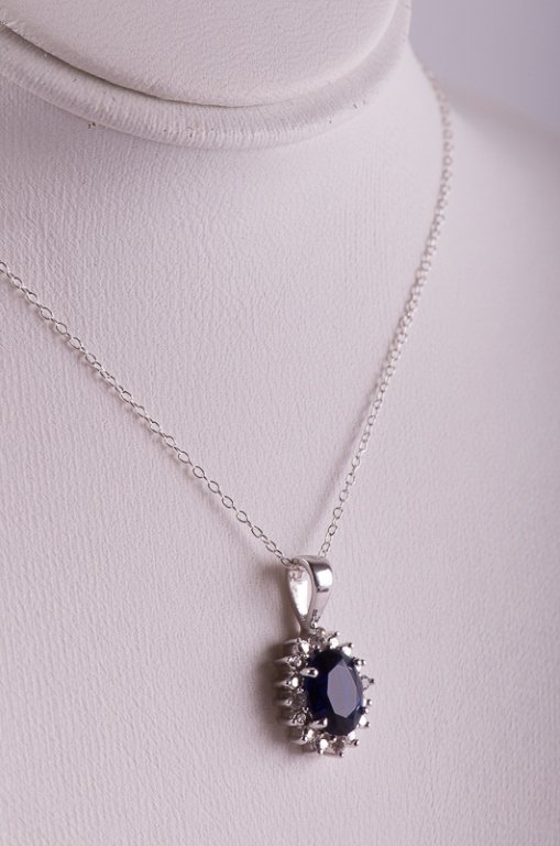 Sterling Silver & LC Sapphire Pendant Necklace (1 of 4)