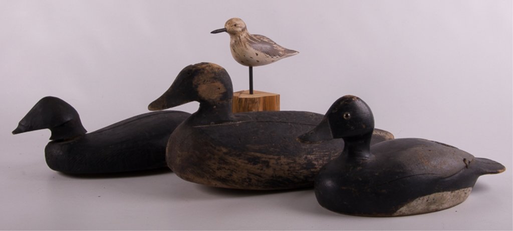 Duck Decoys and a Sandpiper Figure, Four (4) (1 of 5)