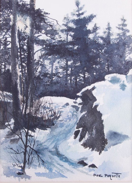 Paul Paquette Watercolor of Snowy Landscape (1 of 4)
