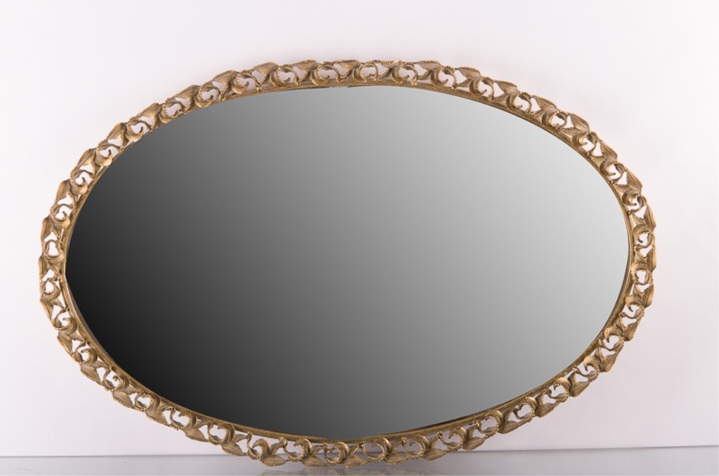 Vintage Vanity Mirror Tray, Oval (1 of 5)
