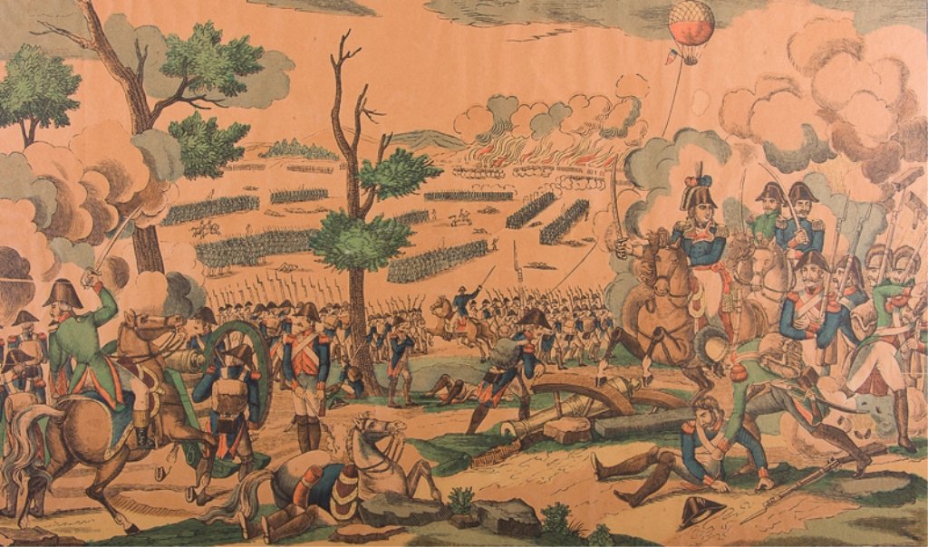 Pellerin French Battle Print "Bataille de Fleurus": Antique Pellerin French battle print "Bataille de Fleurus"; titled to top, and marked to to bottom right corner "Fabrique de Pellerin, Imprimeur-Libraire, à Epinal", with a description of the battle 
