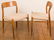 Teak & Upholstery Dining Chairs, Six (6) - 8