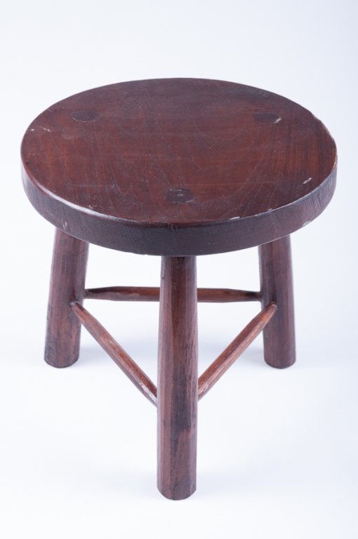 David Smith & Co. Tropical Wood Stool: Possibly elm; with brass placard to bottom reading "David Smith & Co. Hand Crafted Furniture From Old World Java. Seattle, Washington U.S.A. 206/223.1598"; measures approximately 10-1/4" tall and 10-1