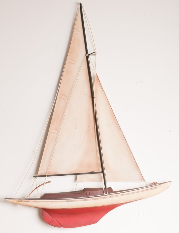 Curtis Jere "Pond Boat" Wall Sculpture: Curtis Jere "Pond Boat" wall sculpture; measures approximately 45" x 33", signed Jere 81.