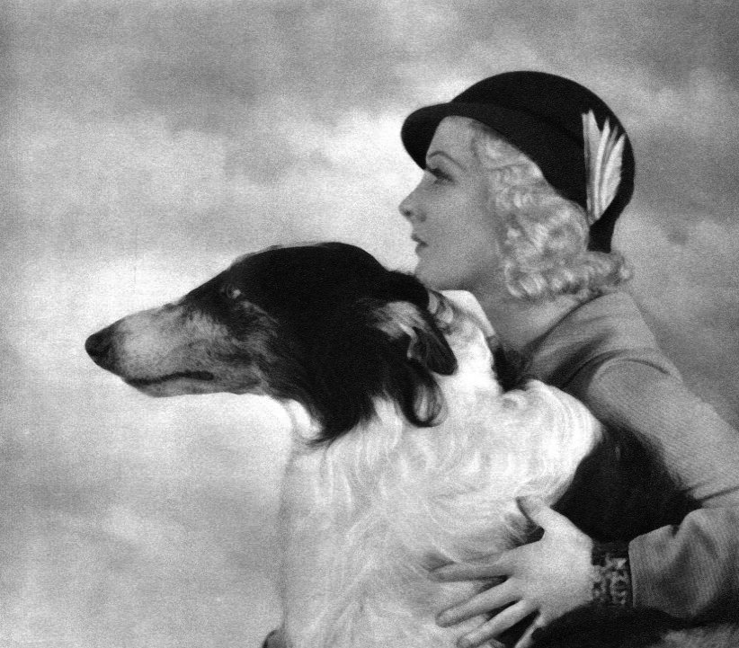 Alfred Cheney Johnston - Woman with Borzoi: 1935 Vintage Sheet-Fed Photogravure by the Beck Engraving Co. Image size 8" X 7"