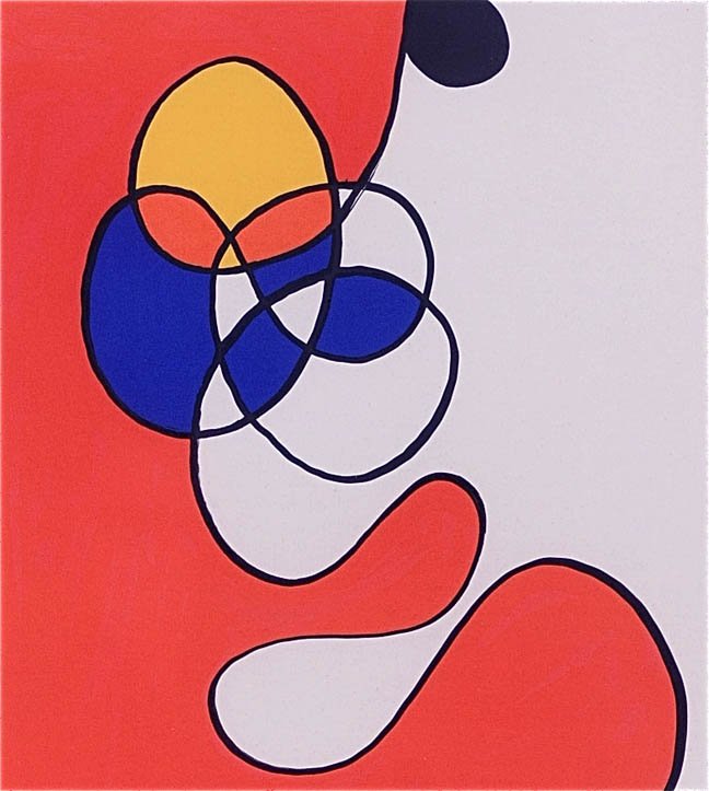 Alexander Calder - Untitled - Color Lithograph: This Original lithograph was issued in 1968; Published by Mourlot for the deluxe art revue Derri_re le Miroir (issue No. 173) Sheet size 11" x 15". Quite often these had either text or other images on