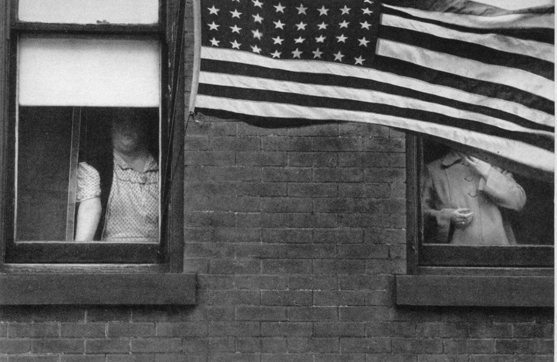 Robert Frank - Parade, Hoboken NJ - Gravure: 1959 Sheet-fed Gravure from a distressed 1st edition Grove Press - The Americans - Image size approx. 8"x5"