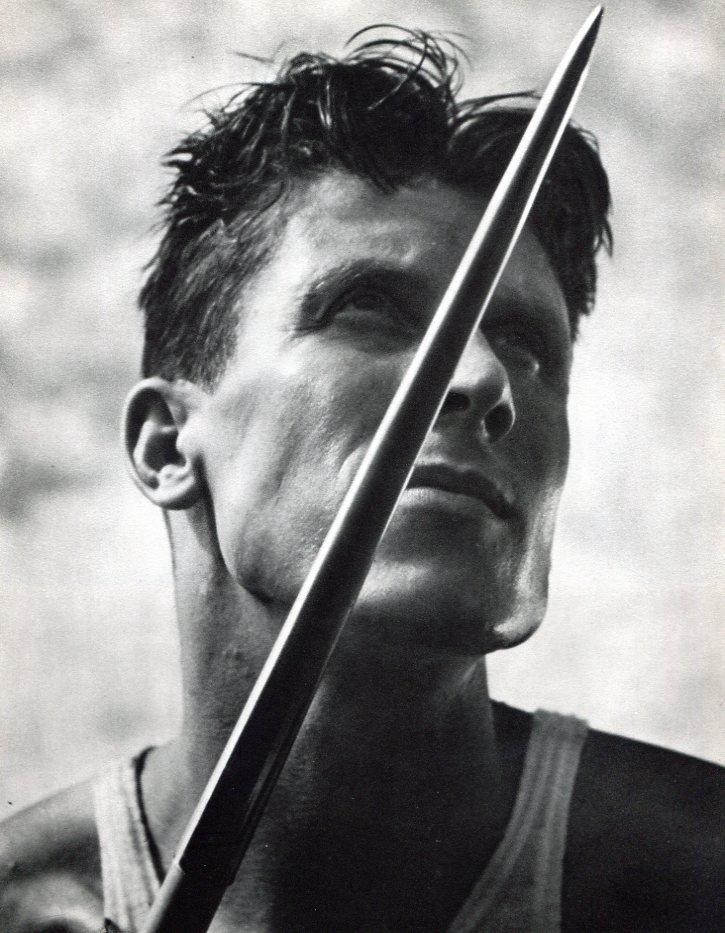 Leni Riefenstahl - "Glenn Morris, USA" 1936 Olympics: 1937 Vintage sheet fed Gravure by Deutschen Verlag, Berlin, Germany - Image size approx 7.5"X9"