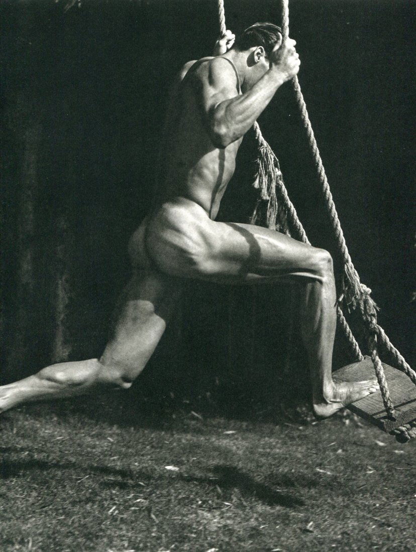 (nude) Bruce Weber - Male Nude w/Swing 1987: 1988 Sheet-fed Gravure printed by H Fournier, S.A. - Vitoria (Spanish printers) - Beautifully printed - Image size approx. 9"x12"