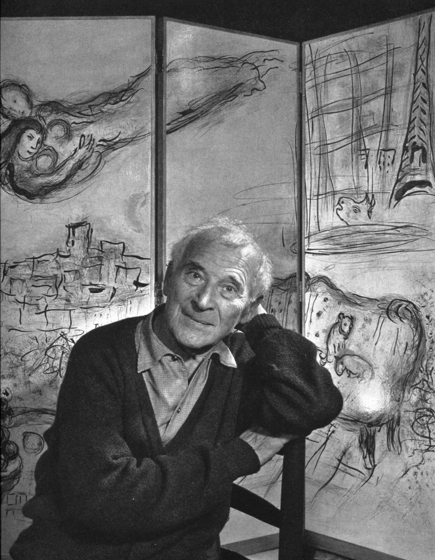 Karsh - Marc Chagall - Vintage Gravure: 1967 Enschede Haarlem, Netherlands (printer) vintage Sheet-Fed PhotoGravure - 1964 Portrait by Yousuf Karash - Image size (inches) approx. 10 x12
