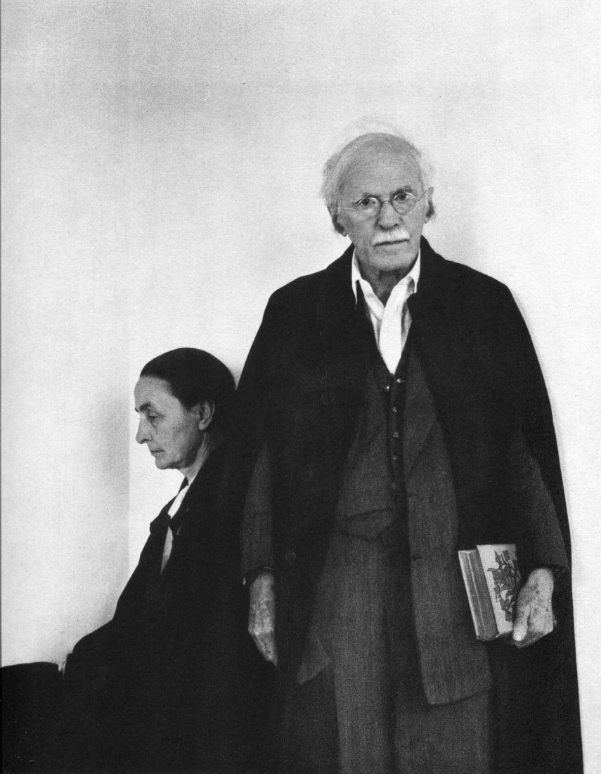 Arnold Newman - Stieglitz and O Keeffe - Gravure: 1960 M. Dumont Schauberg (printer) Sheet-fed Gravure - 1944 Portrait of Alfred Stieglitz and his wife Georgia O Keeffe - Image Size approx. 10 x12