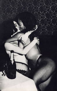 Ellen Von Unwerth 2 Girls Smooching Paris 1992: Sheet-fed Copperplate Gravure (on uncoated paper) printed in Japan in 1995 - Image size (inches) approx. 9 x14