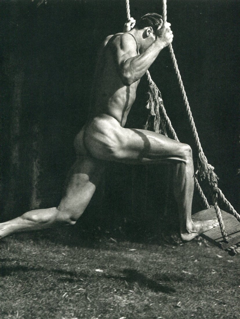 (nude) Bruce Weber - Male Nude w/Swing 1987: 1988 Sheet-fed Copperplate Gravure printed by H Fournier, S.A. - Vitoria (Spanish printers) - Beautifully printed - Image size approx. 9"x12"