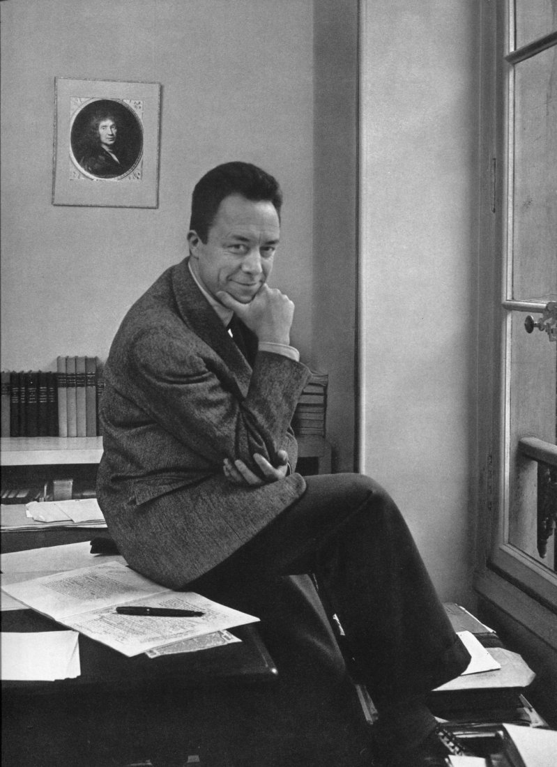 Karsh - Albert Camus - Vintage Gravure: 1967 Enschede Haarlem, Netherlands (printer) vintage Sheet-Fed Gravure - 1954 Portrait by Yousuf Karash - Image size (inches) approx. 10 x12