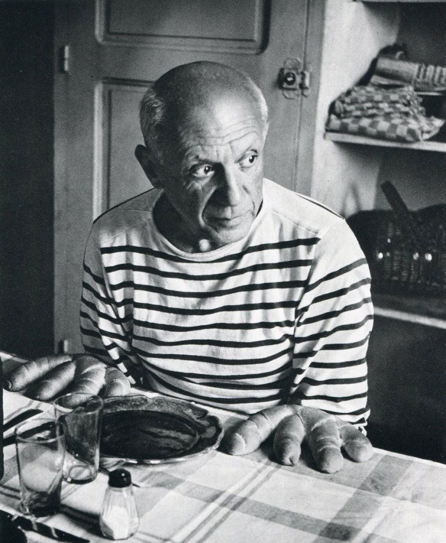 Doisneau, Robert - Picasso and the Loaves: Vintage Sheet-Fed Gravure printed in 1979 by Presses Des Imprimeries, France - Image size approx. 7" x 9"