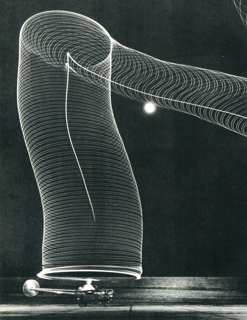 Feininger, Andreas - Helicopter, Take-off: 1958 Heibonsha publishers, Japan (printer) Sheet-fed Copperplate Gravure - Image Size approx. 6 x 8