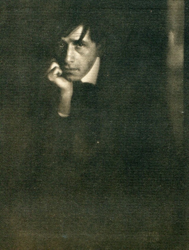 Steichen, Edouard - Portrait of Clarence White: Tipped-in Sepia Photo Engraving, printed in England 1905 - Image Size approx. 4" x 6" - plate number, title and photographer name printed on backing paper