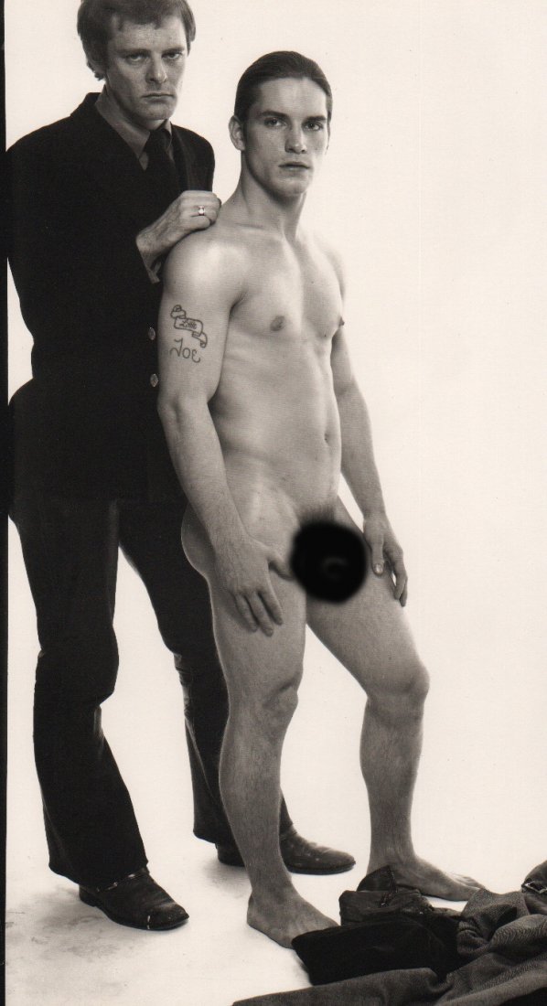 Avedon, Richard - Paul Morrisey, Joe Dallesandro: (censored only in scan) Photolithograph, printed in Italy 1993 - Image Size 7.5" x 14"