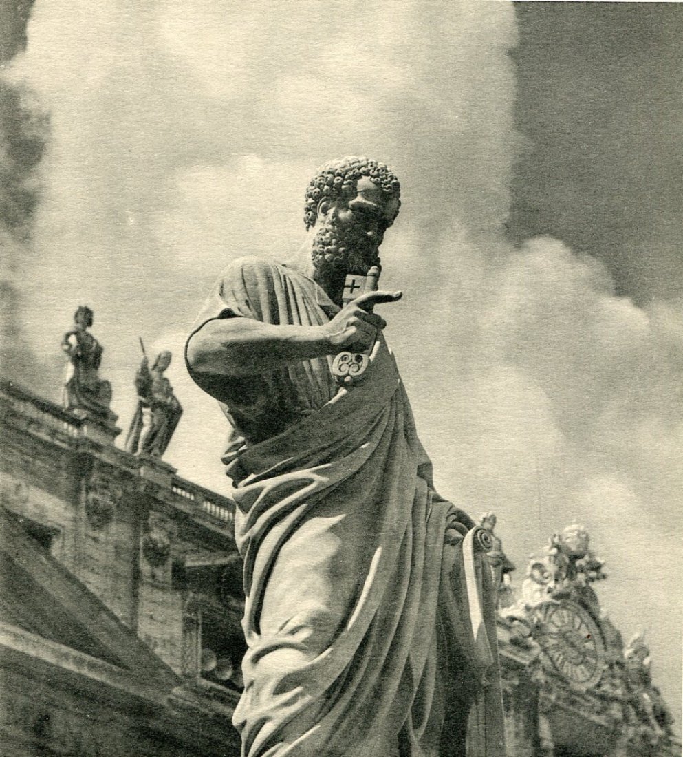 Unknown, Rome - St Peter Patron of Rome: Collotype printed in 1951 by M. Danesi, Italy on very heavy, stiff paper with plate number and description title - Image size 7" X 7.5"