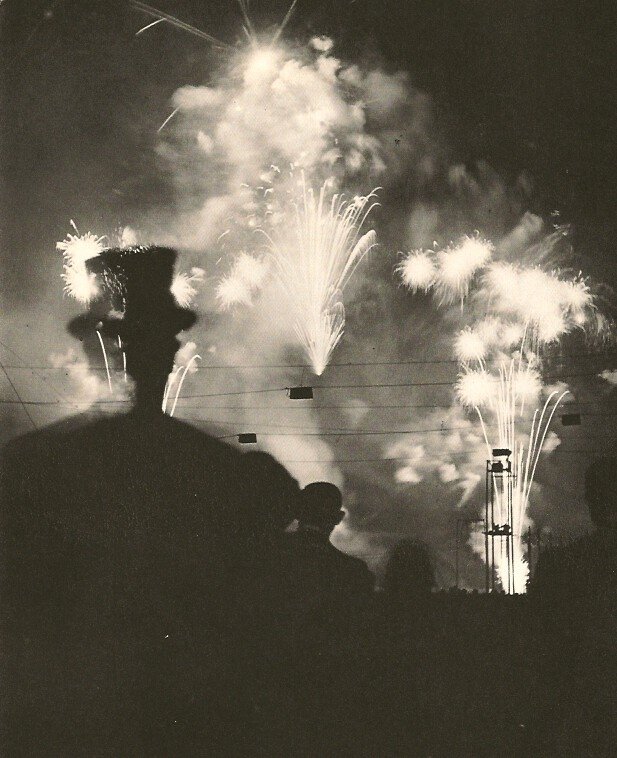 Brassai - Nuit de Longchamps: Sheet-Fed Copperplate Gravure printed in 1968, Switzerland - Image size approx. 5" x 7"