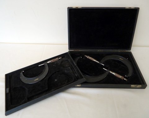 Box of Micrometers: 3 General Tool Co. micrometers in fitted case