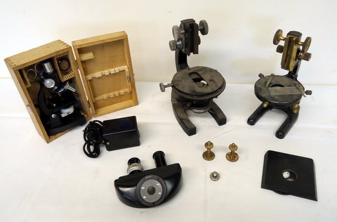 Microscope Parts: tray lot of microscope parts