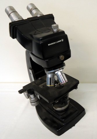 Bausch & Lomb Medical Microscope: Bausch & Lomb medical microscope w/movable slide stage, substage optics, 10x WF oculars - needs standard substage illuminator, 16"x10"x7", a fine microscope, needs a little attention but B&L parts are