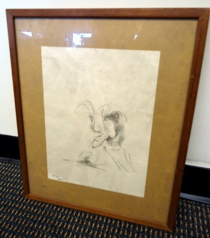 David Hare Drawing: David Hare drawing - framed, dated 2/12/60, 17"x14"