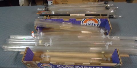 Large Lot Assorted Glass Tubing: Some Pyrex & thermometers