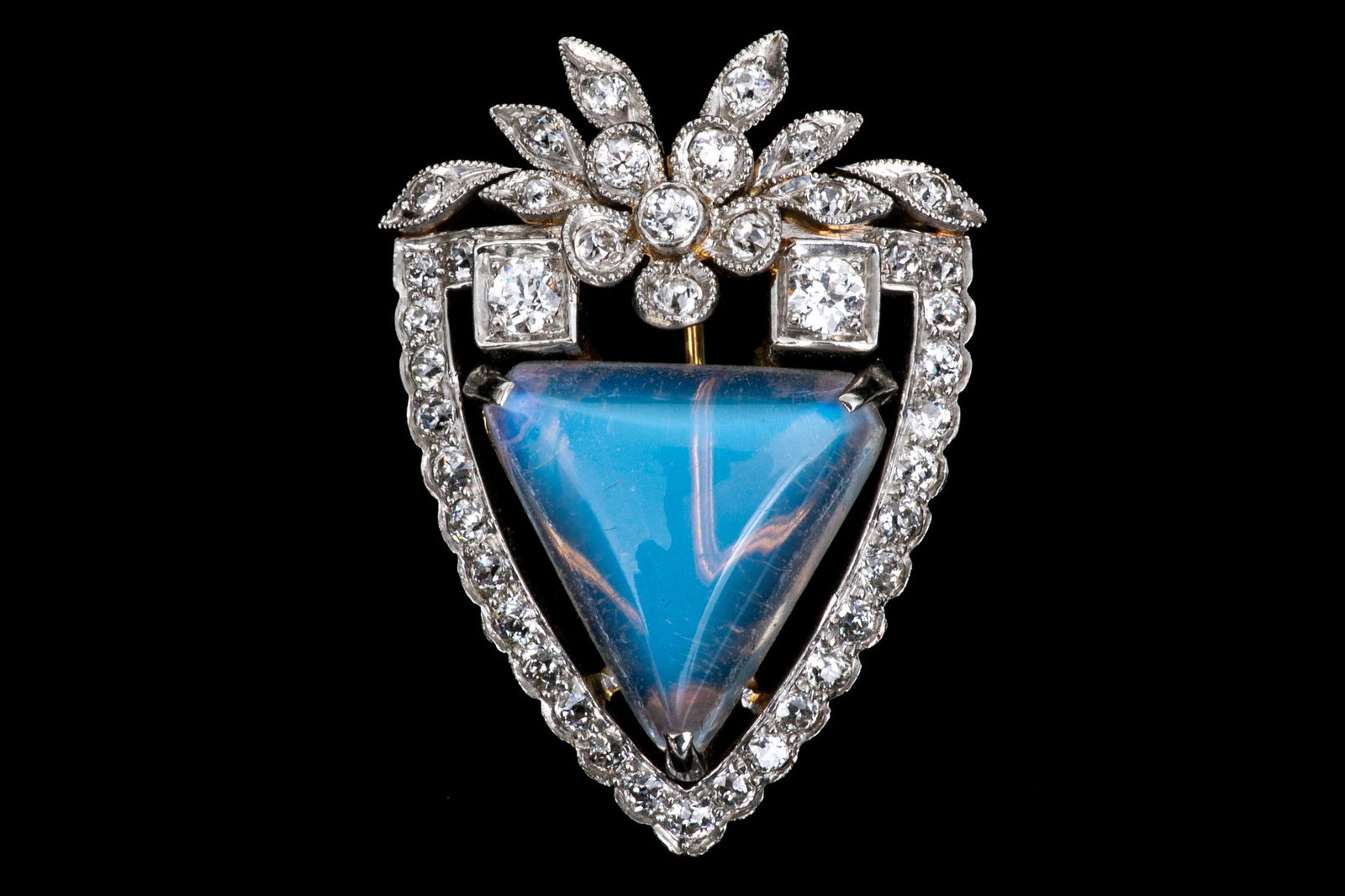 14k Gold Stunning Antique Edwardian Moonstone And Diamond Brooch (1 of 9)