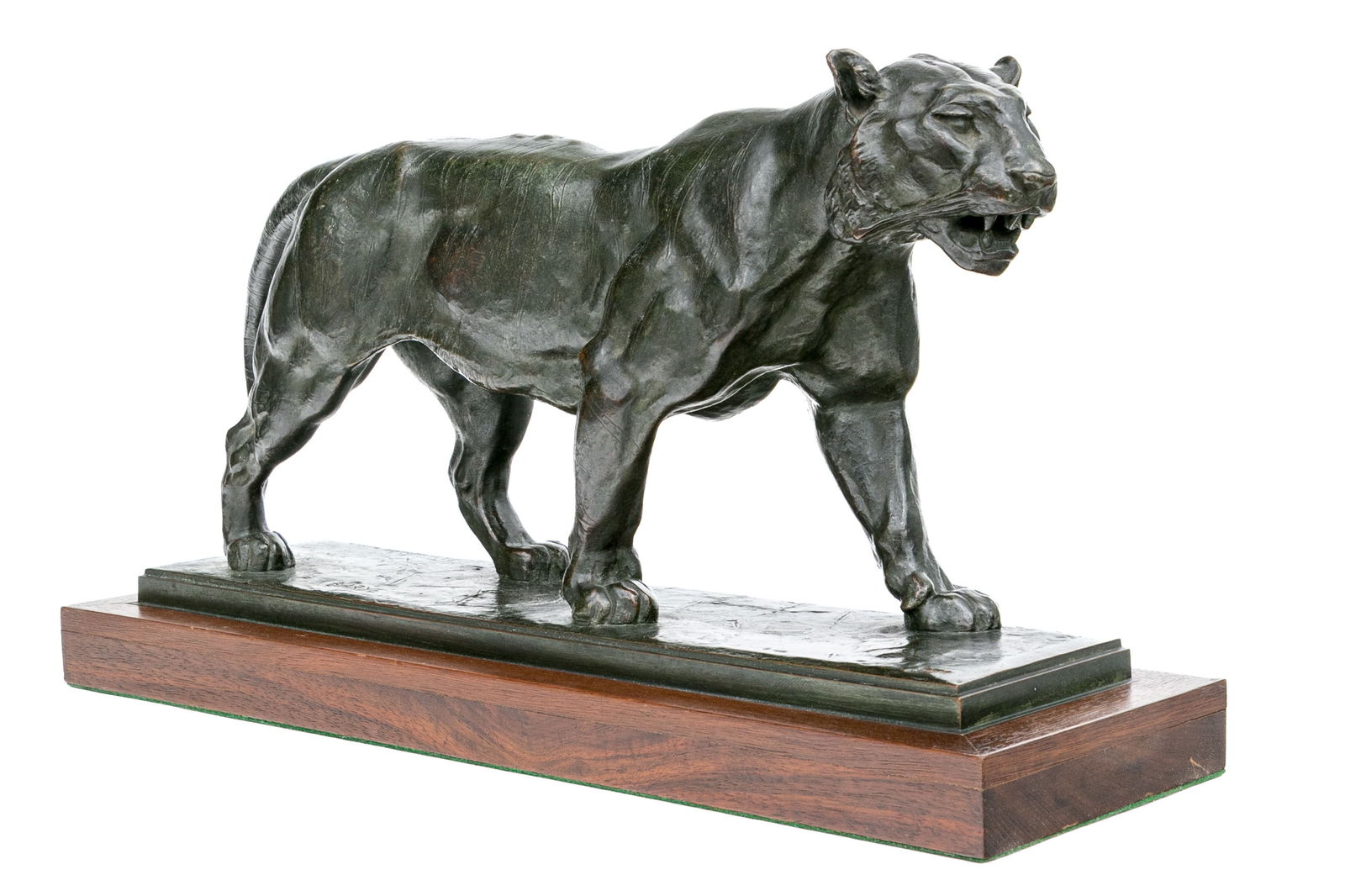 Antoine-Louis Barye (French, 1796-1875) Cast Patinated Bronze, F. Barbedienne, Walking Tiger (1 of 15)