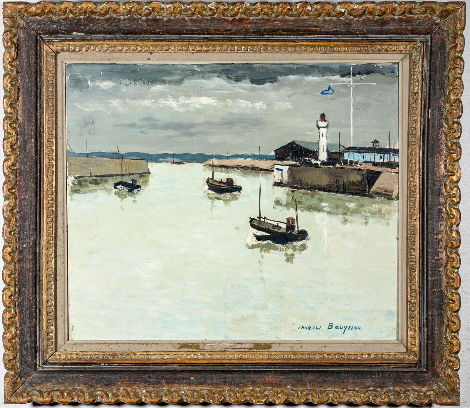 Jacques Bouyssou (French, 1926-1977) “Entree Du Port De Honfleur", Oil On Canvas Circa 1959 (1 of 10)