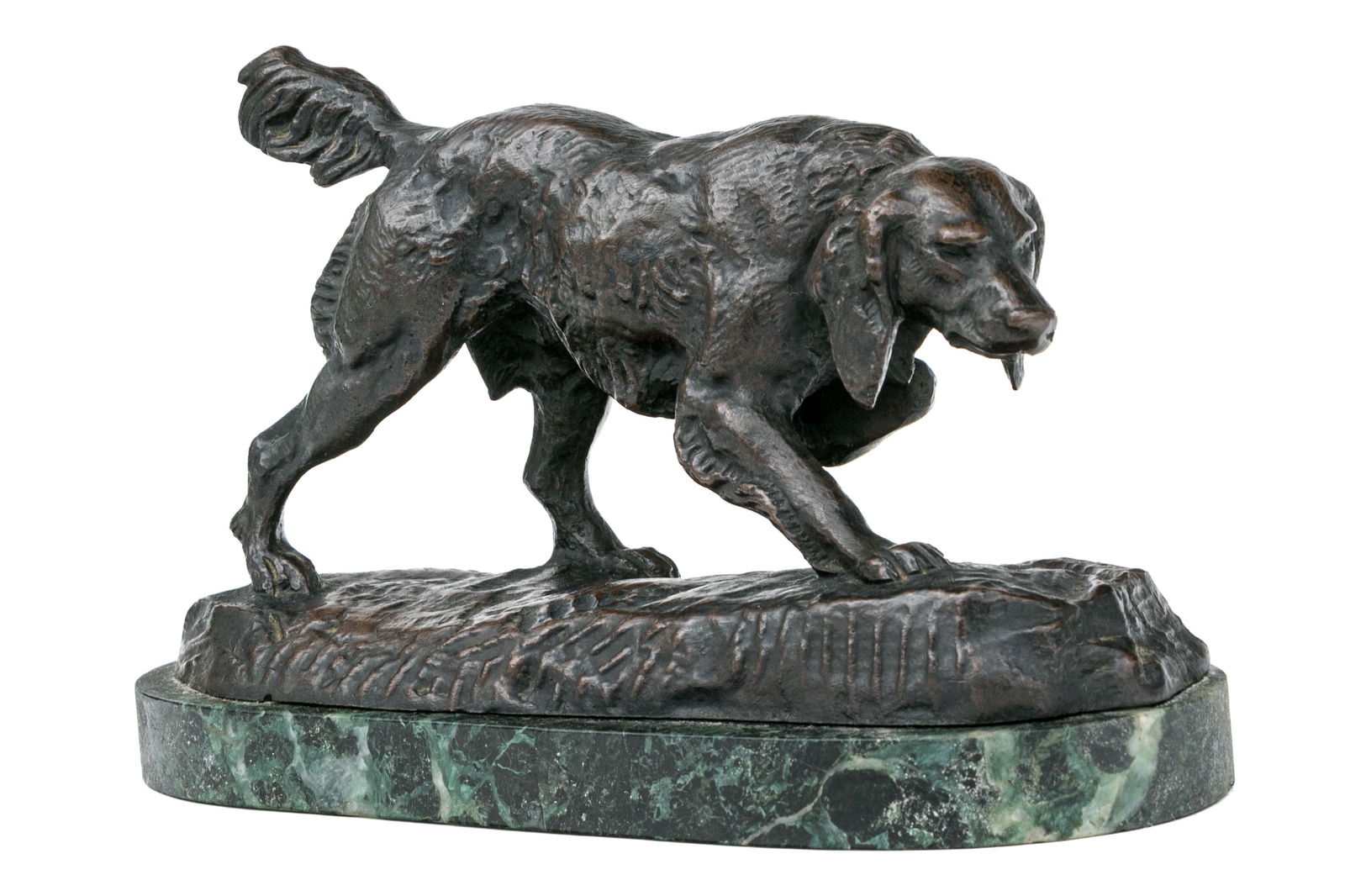 Antoine-Louis Barye (France, 1796-1875) "Epagneul" Cast Bronze On Marble (1 of 11)