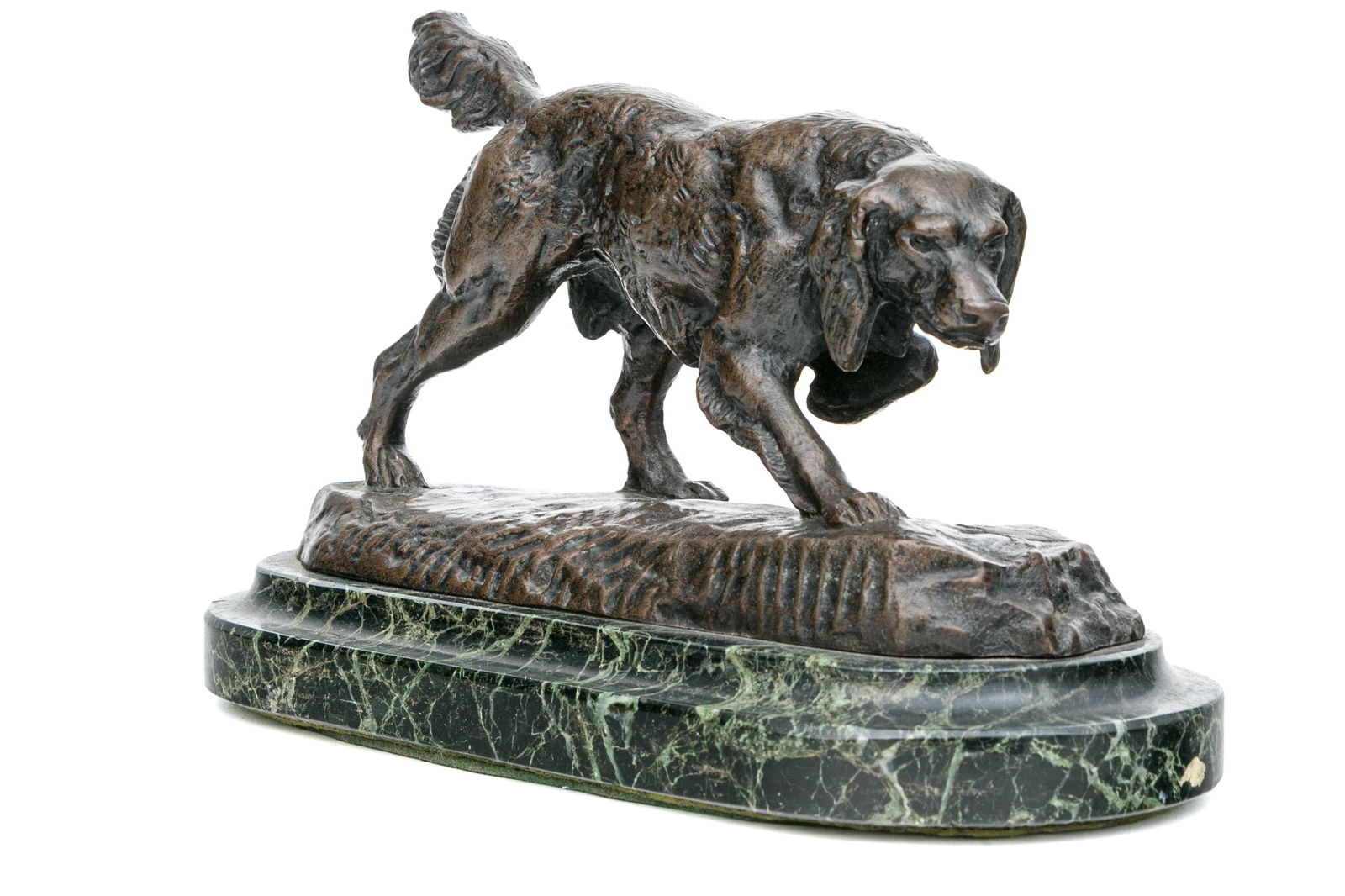 Antoine-Louis Barye (France, 1796-1875) "Epagneul" Cast Bronze On Marble (1 of 13)