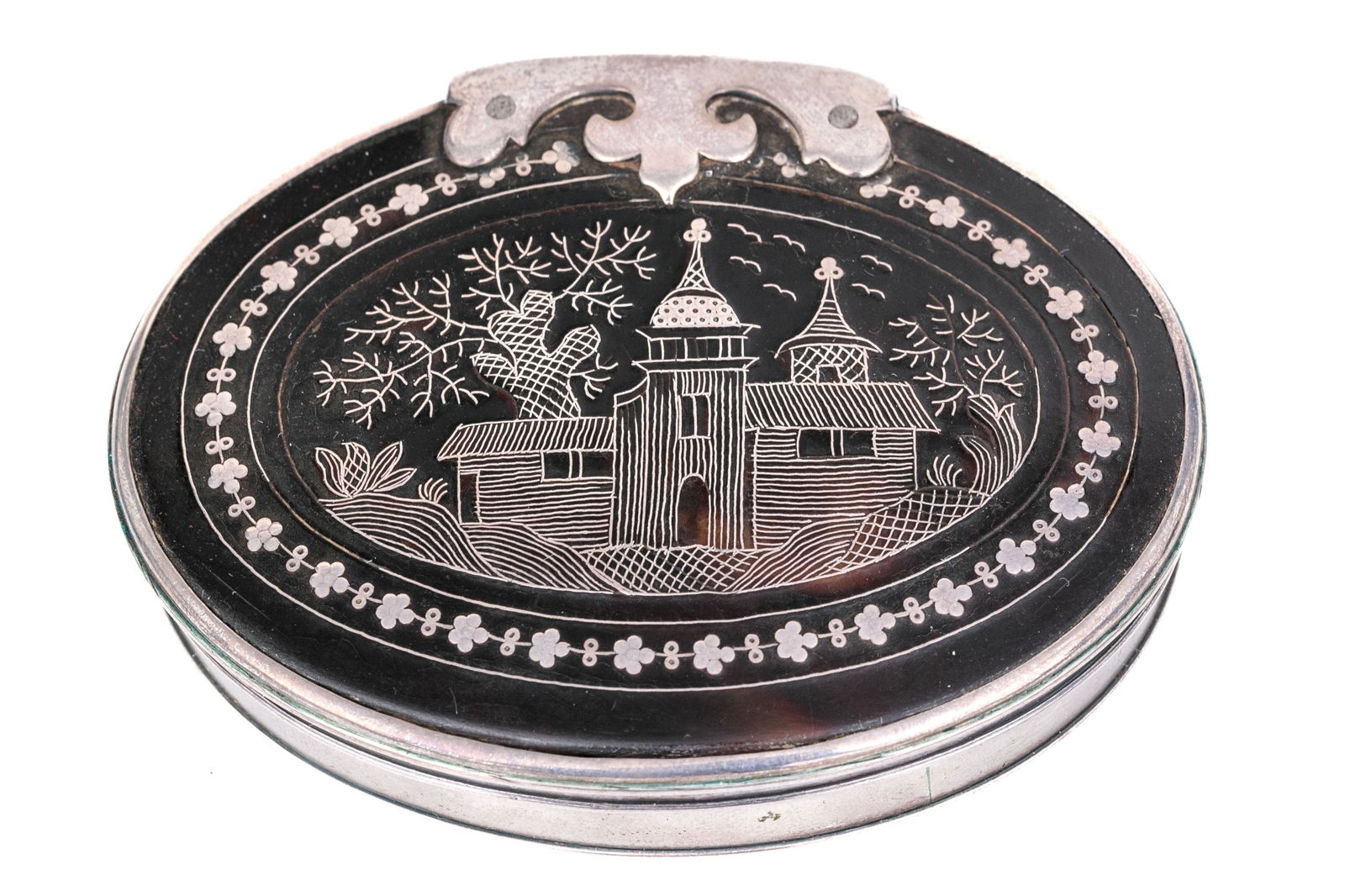 Early Antique Tortoiseshell And Silver Pique Pose Village Scene Snuffbox, Circa 1720 (1 of 14)