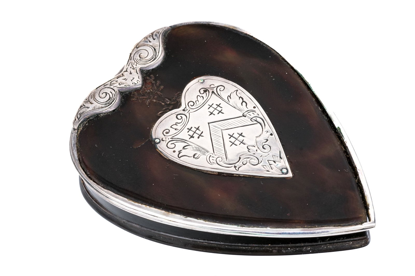Magnificent Antique Tortoiseshell And Silver Heart Shaped Snuffbox, Late 18th Century (1 of 12)