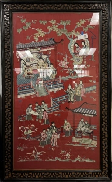 Antique Chinese Silk Embroidered Panel, Qing Dynasty (1 of 7)