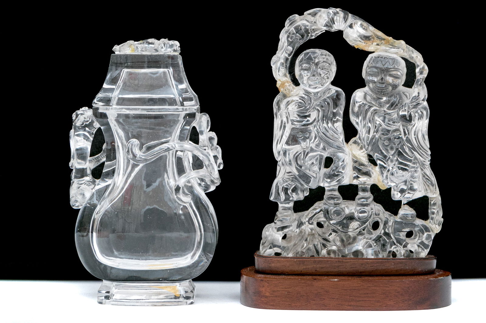 Two Pieces Of Chinese Carved Rock Crystal, Including 'Hehe' Twins, 19th - 20th C. (1 of 18)