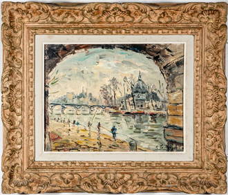 Robert Le Berger (French, 1905-1972) Oil On Canvas, Temps Gris D'arriet Au Pont Des Arts, 1956 (1 of 7)