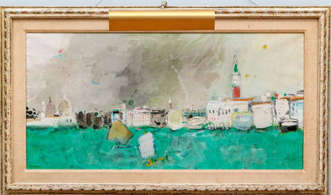 Albert Zavaro (French, 1925-2022) Oil On Canvas, Harbor Landscape (1 of 9)
