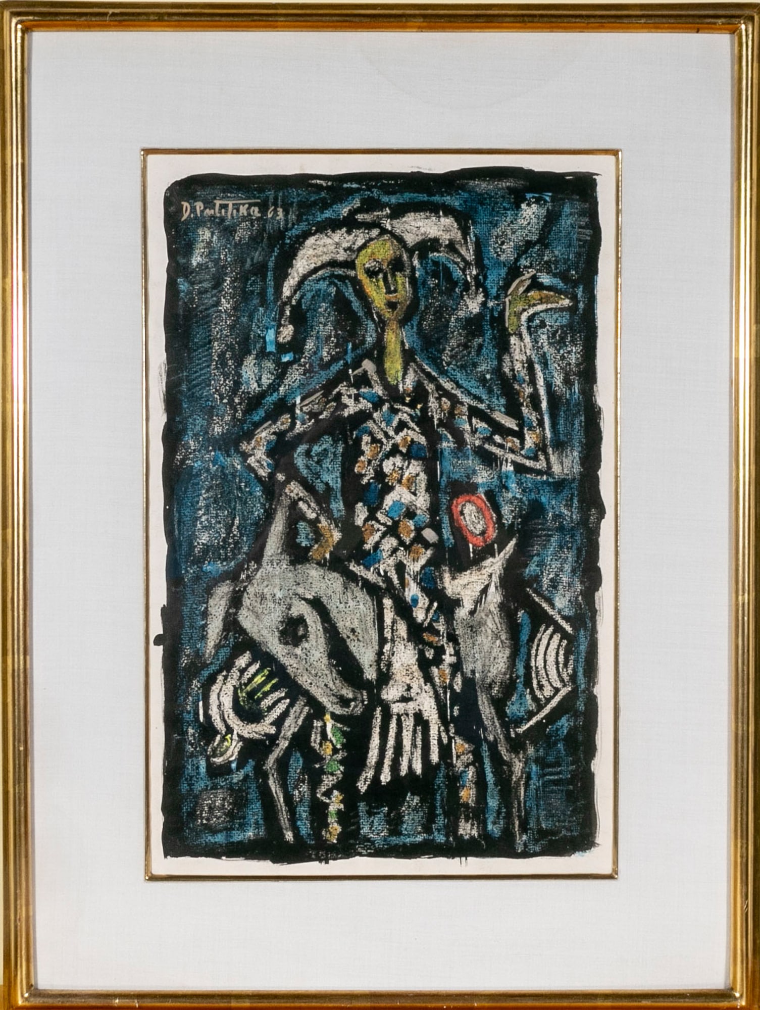 A???ro Pulitika (Croatian, 1922-2006) Painting On Paper, Abstracted Jester On Horseback, 1963 (1 of 8)