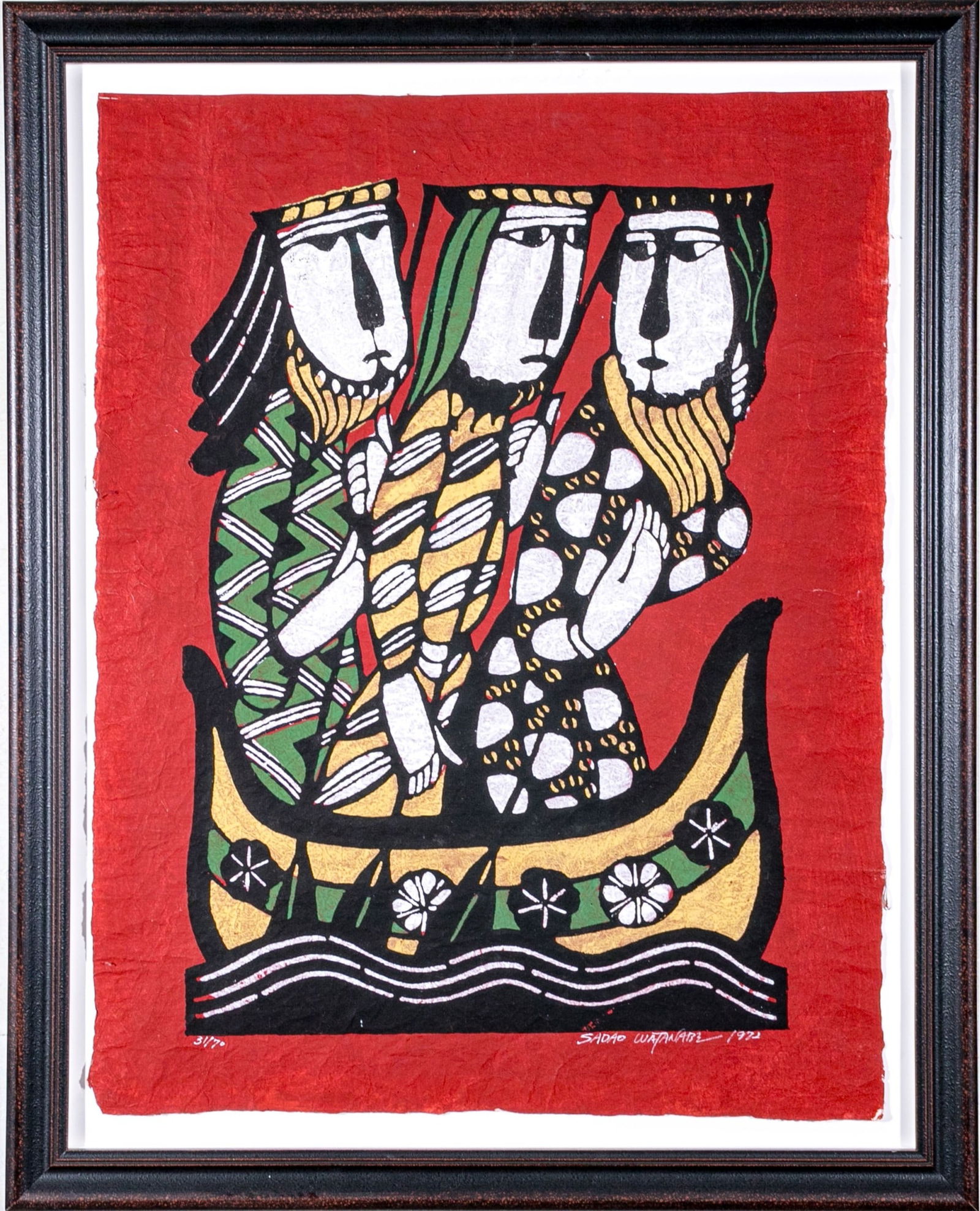 Sadao Watanabe (Japanese, 1913-1996) Three Kings Ltd. Ed. Woodcut Print On Momigami Paper, 1972 (1 of 8)