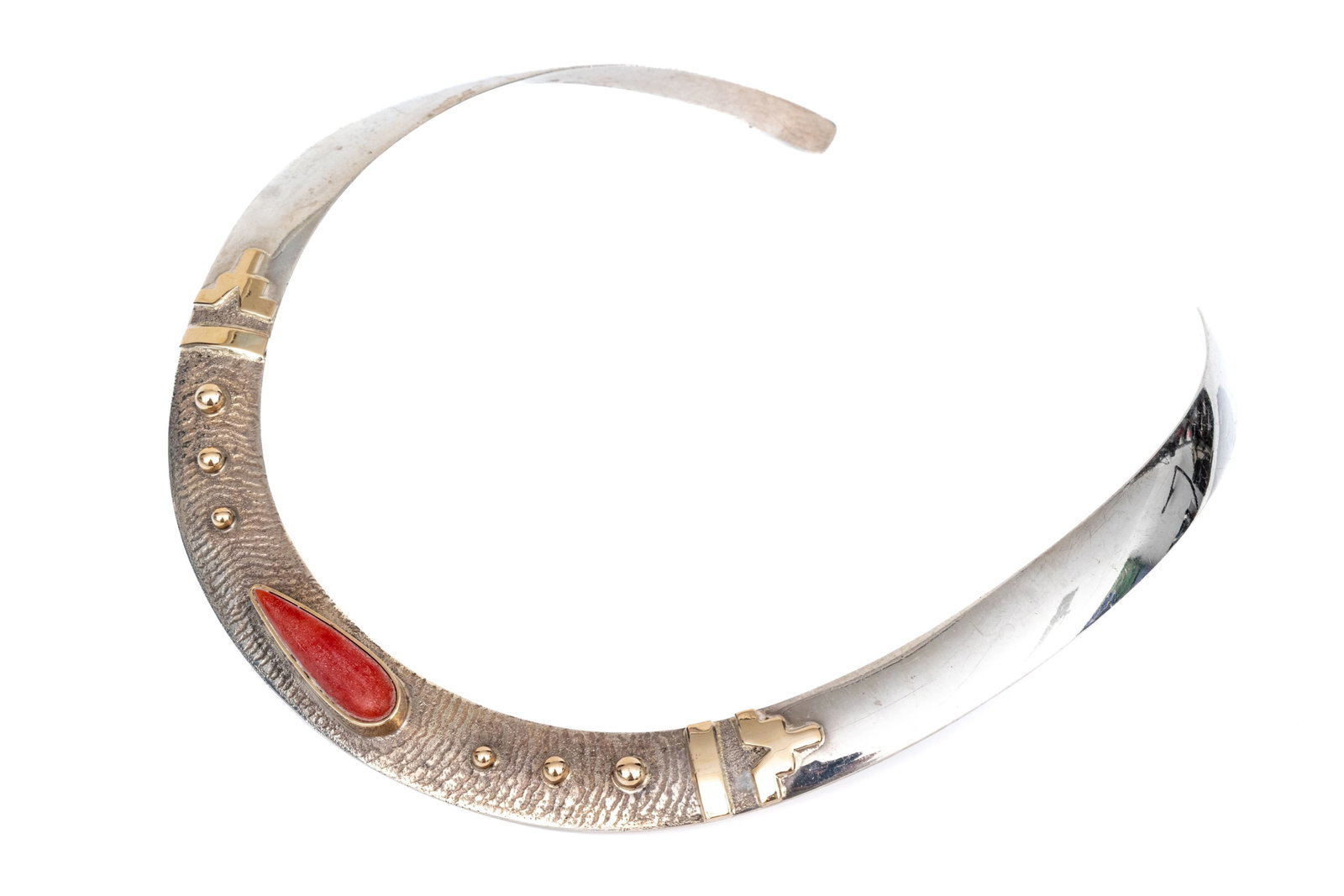 Navajo Edison Cummings Signed Gorgeous 14k, Sterling Silver And Coral Choker (1 of 7)