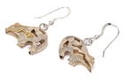 Sterling Silver Charming Bear Fetish Motif Drop Pendant Earrings