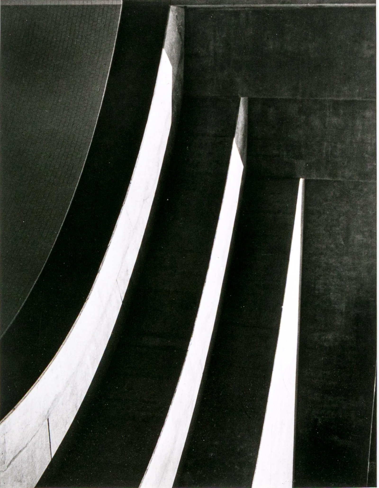 Horace Bristol (American, 1908-1997) "Tunnel Entrance" Signed Gelatin Silver Print: Horace Bristol (American, 1908-1997) "Tunnel Entrance" gelatin silver print depicting swooping stepped architecture with high contrast creating a striking composition. Bearing an ink signed label on t